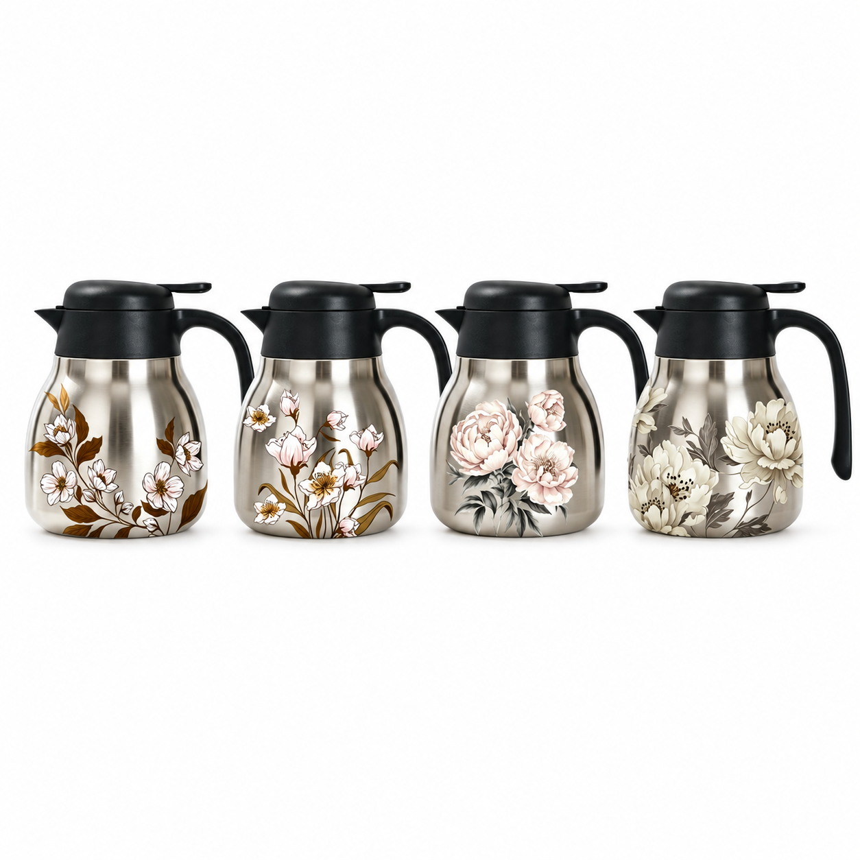 Metallic Floral Print Stainless‑Steel